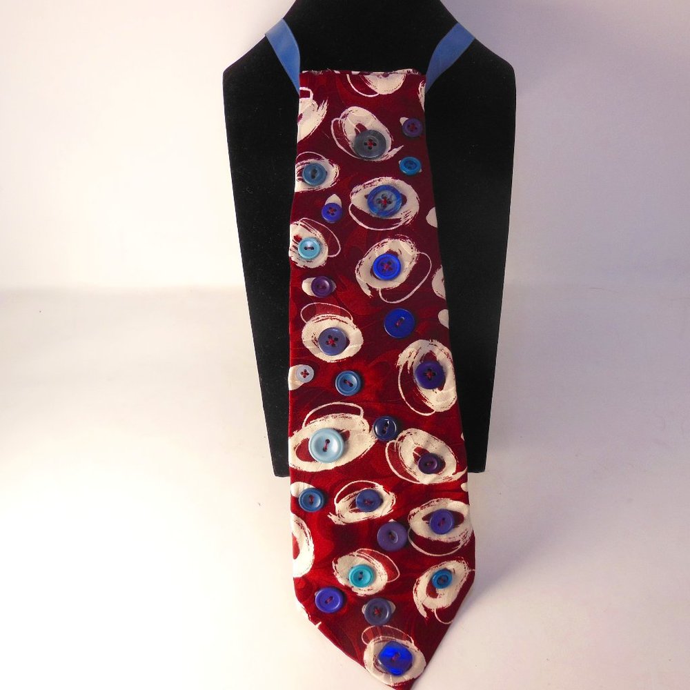 Woman's Beaded pendent tie, hand beaded necklace, handcrafted  neckwear, unique